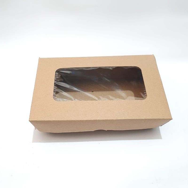 (ISI10) Lunch Box Kraft Brown Paper Window &amp; Non Window Ukuran M L / Dus Kotak Makan