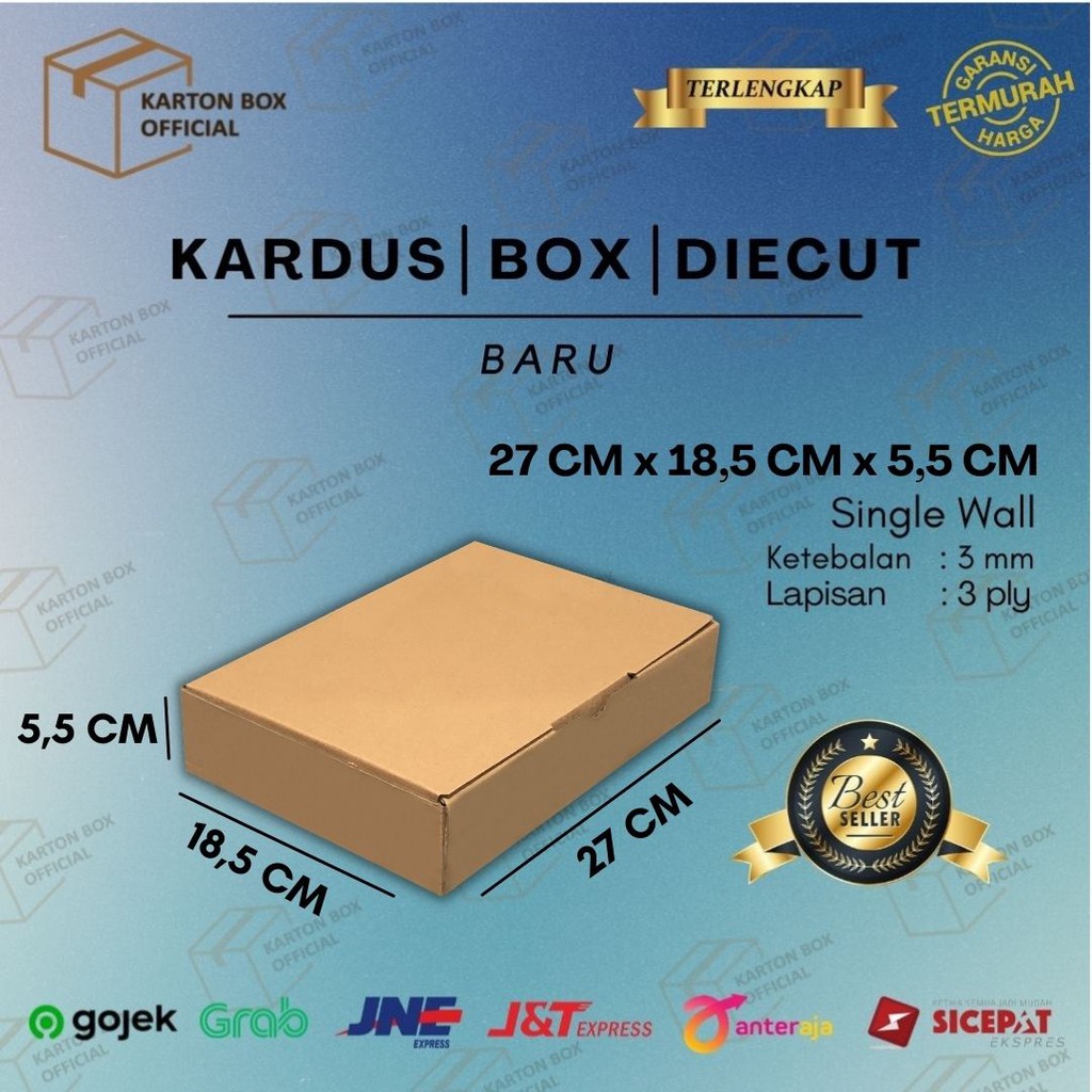 

Kardus Box Die Cut 27x18,5x5,5 CM Dus Packing Packaging Hampers Polos