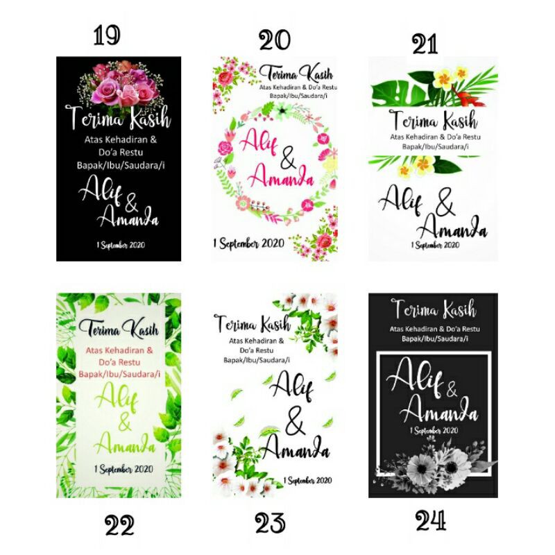 Kartu ucapan terima kasih / kartu ucapan terima kasih souvenir pernikahan / kartu ucapan custom