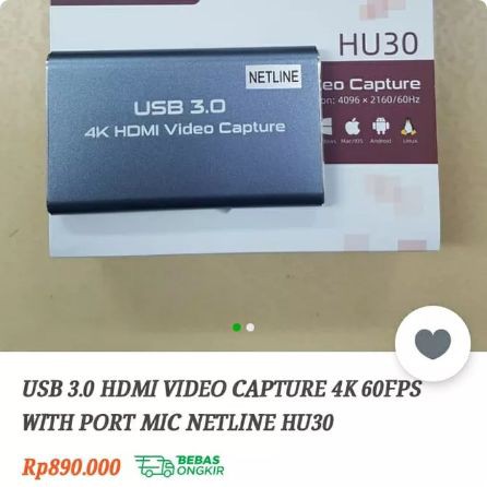 USB 3.0 HDTV  VIDEO CAPTURE 4K 60FPS WITH PORT MIC NETLINE HU30