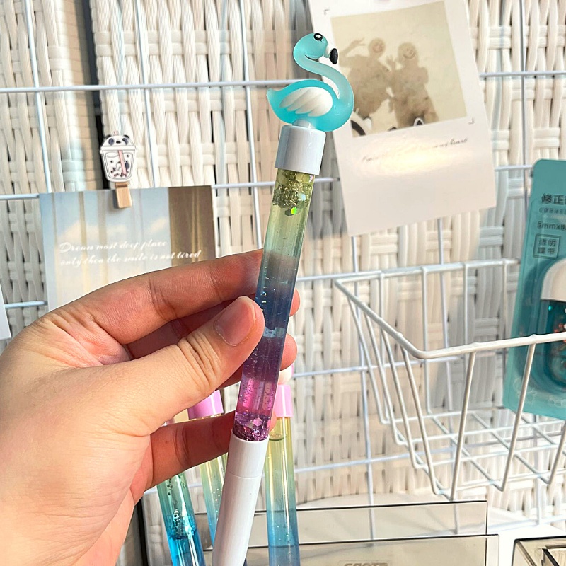 PEN GEL GLITTER KARAKTER FLAMINGO BOLPEN LUCU PENA UNIK PULPEN IMUT READY COD-6