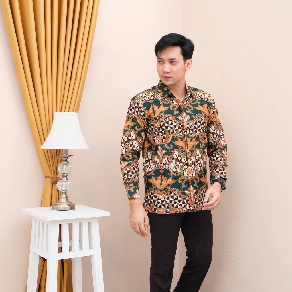 [LIMITED] Atasan Kemeja Baju Batik Pria Lengan Panjang/Baju Kemeja Batik Pria Lengan Panjang Premium Jumbo Batik modern slimfit Slim fit Mega Mendung Priamega Mendung Pria Seno Joyo Tuban Pekalongan Lamongan Palembang Berkualitas Dewananda BATIK ALUNA