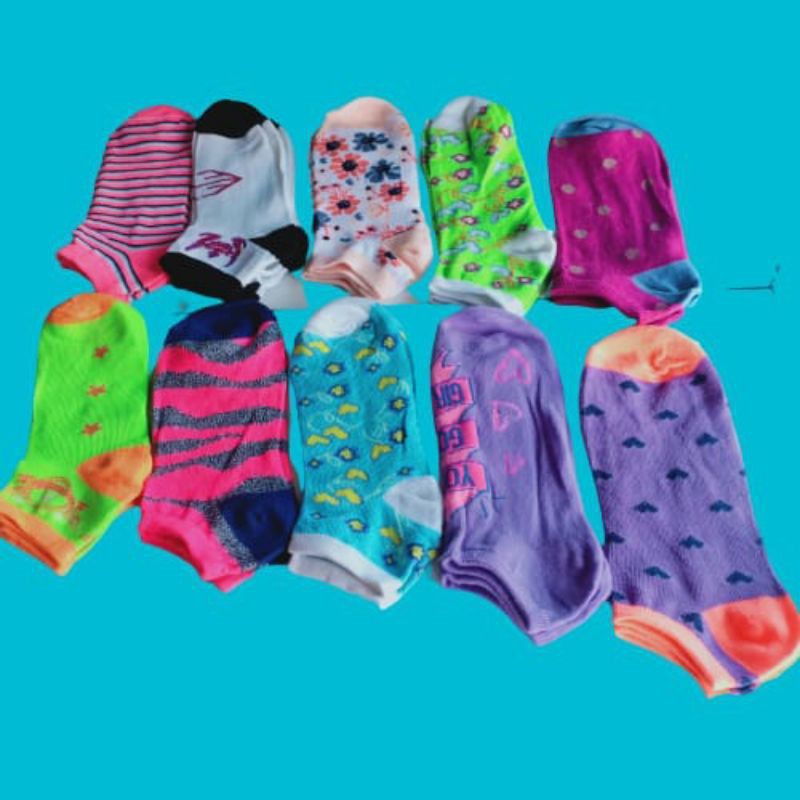 ( 12 pasang)KAOS KAKI PENDEK MOTIF KAOS KAKI MATA KAKI STABILO no kemas