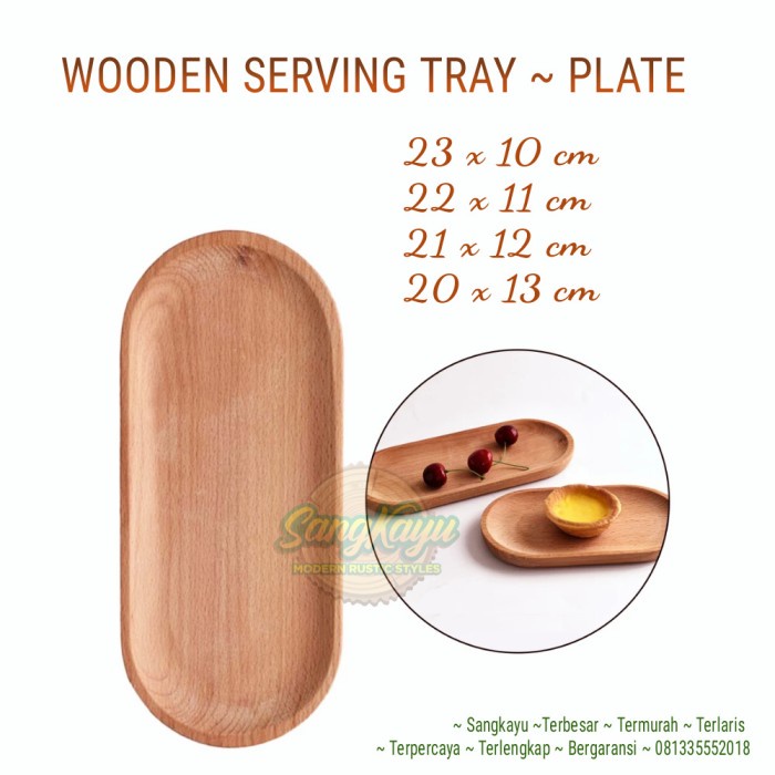 Nampan kayu oval Wooden serving tray plate piring tatakan baki kayu