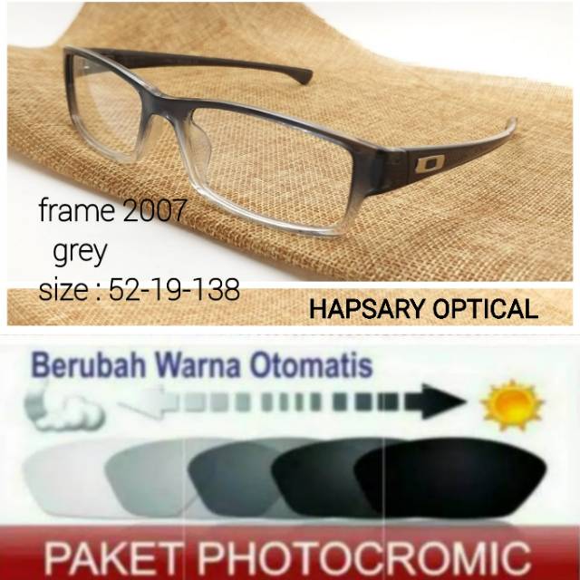 Paket Hemat : Frame Kacamata Pria Sporty Free Lensa Minus Photocromic Plus Anti Radiasi dan Anti UV