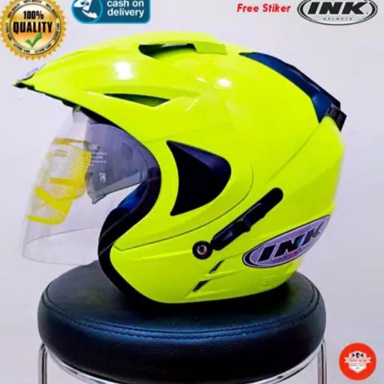 HELM INK DOUBLE VISOR MERK FNY WARNA KUNING STABILO GARANSI SNI ▫ SLH.25Au22ν