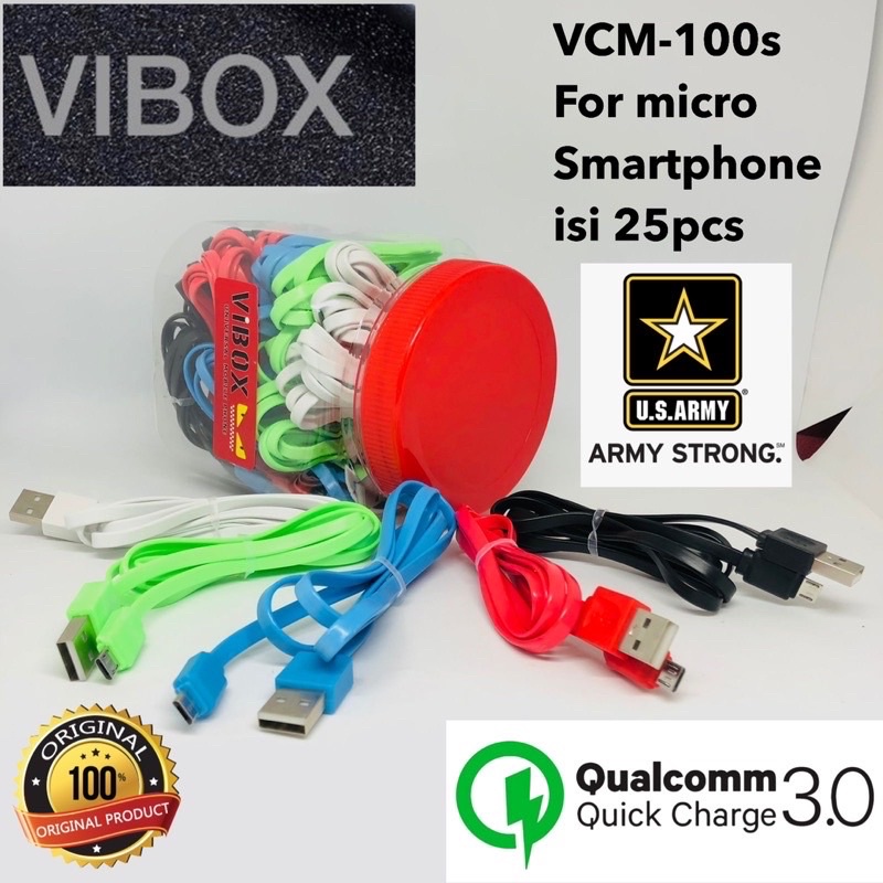 GROSIR PERTOPLES ISI 25PCS KABEL DATA MICRO VIBOX VCM100S FAST CHARGING