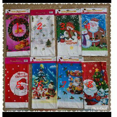 Taplak meja motif natal table cloth santa clouse pohon natal