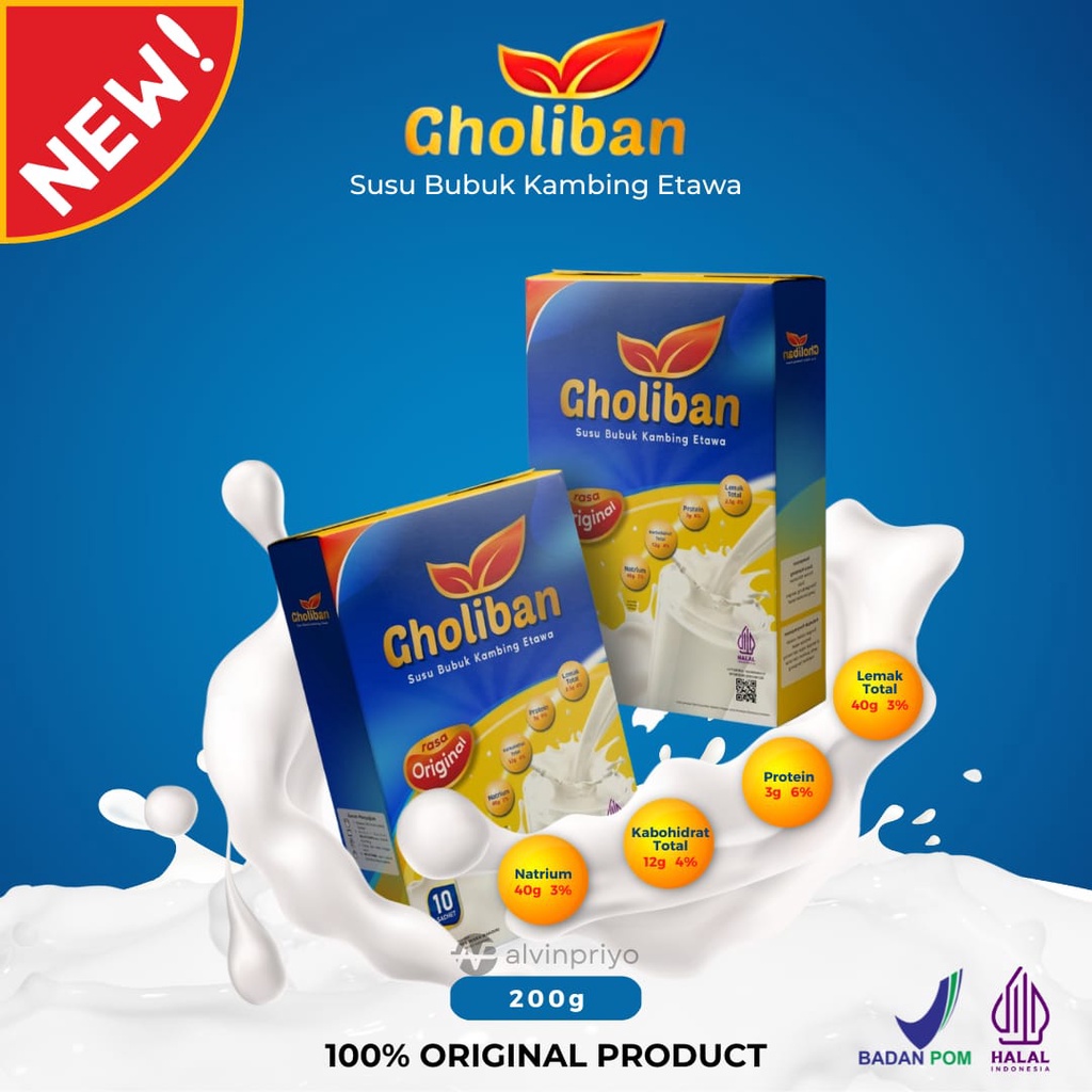 Susu Kambing Gholiban Rasa Original 200 Gram | Sukaetawa | Susu Kambing Etawa | Susu Bubuk