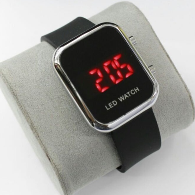 WBS JAM TANGAN WANITA / PRIA DIGITAL RUBBER LED WATCH IMPORT GROSIR ORIGINAL HIGH QUALITY JF087-HITAM - SILVER