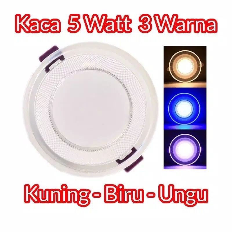 LAMPU DOWNLIGHT LED 3 WARNA 6WATT/ KUNING BIRU UNGU / PUTIH KUNING WARMWHITE /PANEL LED/BARU