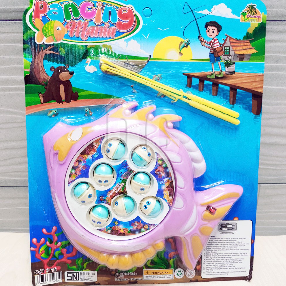 Pancing Mania Putar Mainan Mancing Ikan Joran Kolam Berputar Electrical Fishing Game