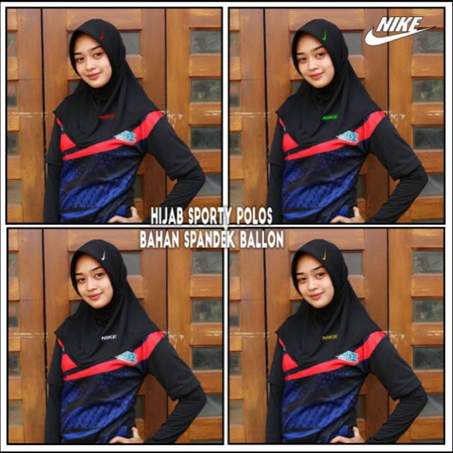 Hijab instan hijab hitam hijab olahraga instan bahan spandex mudah diatur