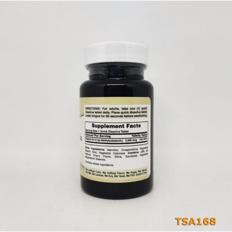 Puritan Vitamin B12 B-12 Methylcobalamin 2500 mcg 120 Tab Puritan's
