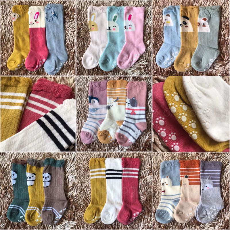 (Min 3pcs @7.250) kaos kaki bayi anak panjang lutut (baby sock motif lucu)