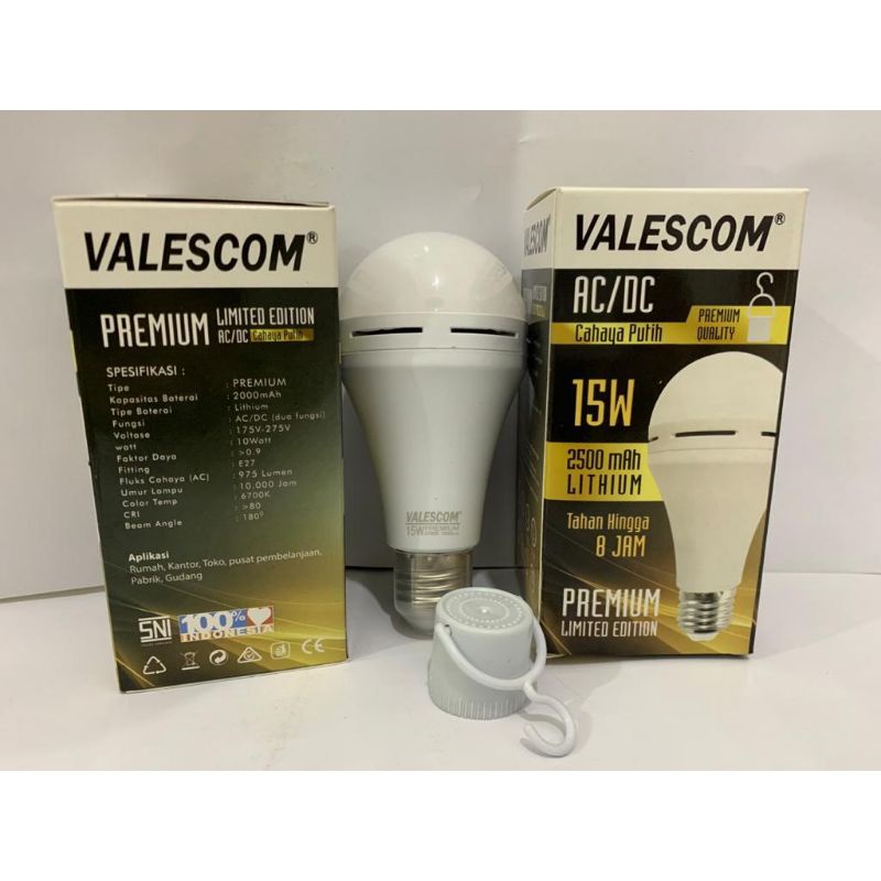 Lampu LED Emergency Valescom Premium 15 Watt /LAMPU VALESCOM 15W AC/DC