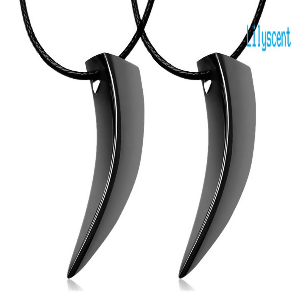 2pcs Kalung Jimat Liontin Bulan Bahan Stainless Steel Untuk Unisex