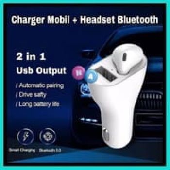 Car Charger Earphone bluetooth 2 in 1 in-Vehicle Wireless Headset