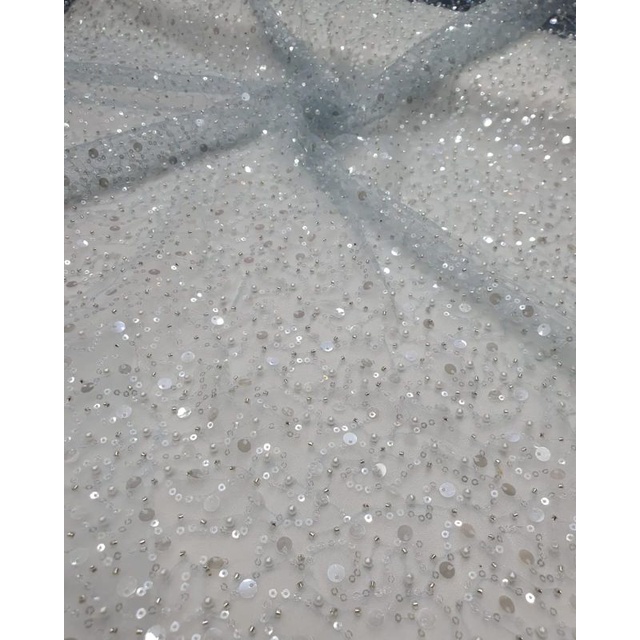 Kain tile Siquence full Payet/ Bahan kebaya pengantin modern