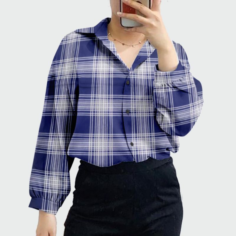 kemeja guilen jumbo ld 120 cm/kemeja wanita jumbo terbaru/atasan kemeja jumbo/kemeja jumbo viral-G jum guilen navy