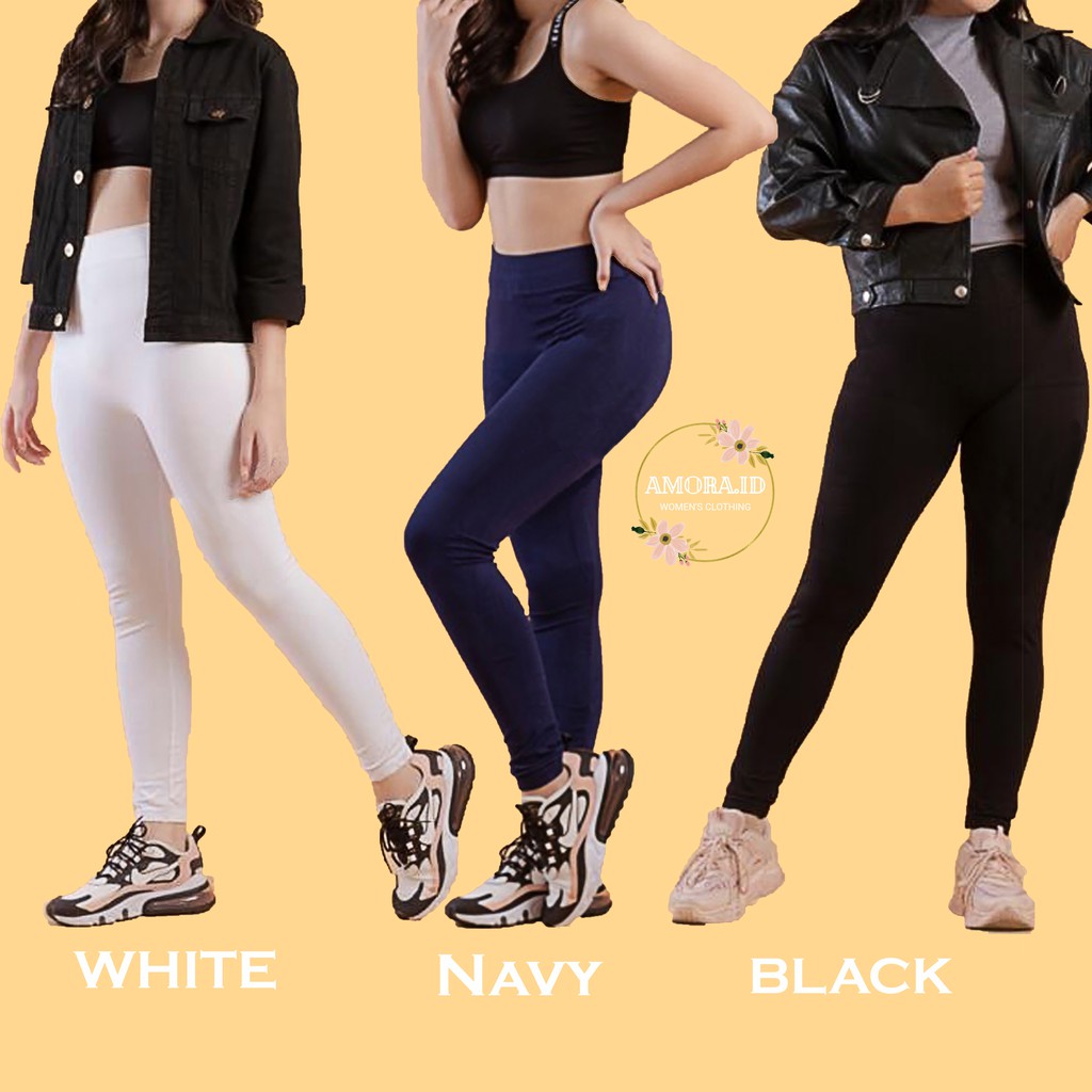 AMORA Celana Legging Tebal Fleece Premium Import Fit To Size S M L XL XXL no