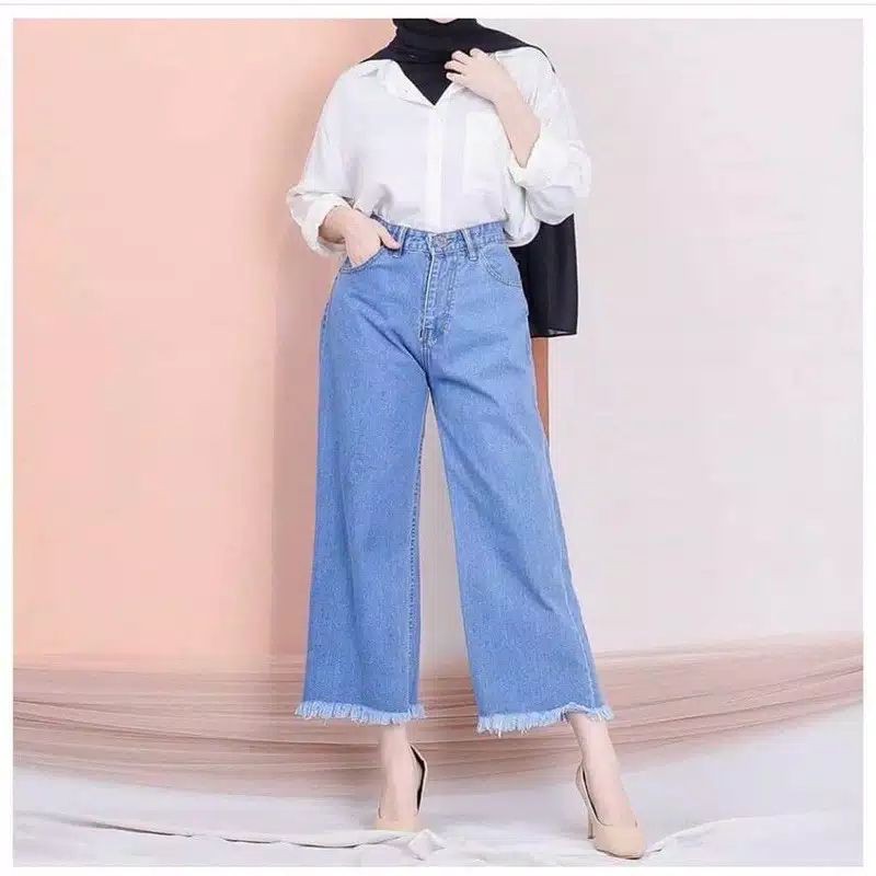 HIGHT WAIST JEANS KULOT WANITA PREMIUM FREE BELT / IKAT PINGGANG-6