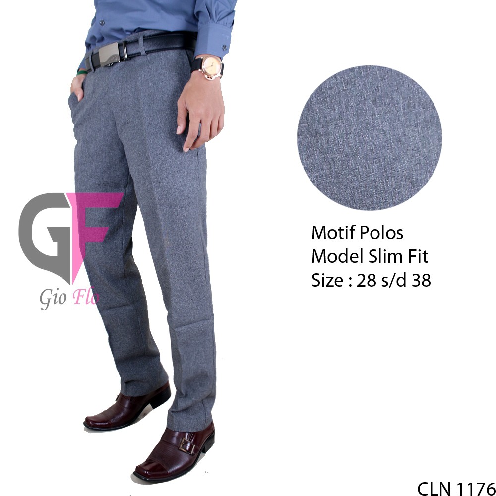 GIOFLO Celana Kerja Slim Fit Polos Formal Terbaru Pria Grey / CLN 1176