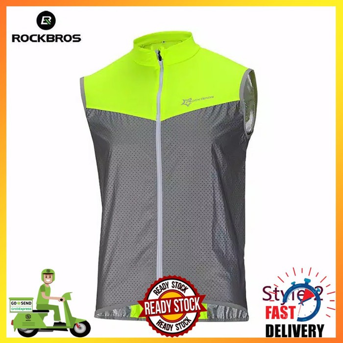 Jaket rompi sepeda Merk ROCKBSOS reflektif windproof