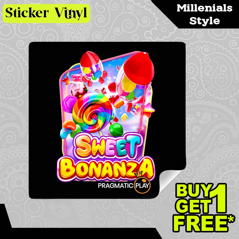 

Stiker Sticker Sweet Bonanza Game Slot Pragmatic Play Aesthetic Bahan Vinyl Satuan Anti Air