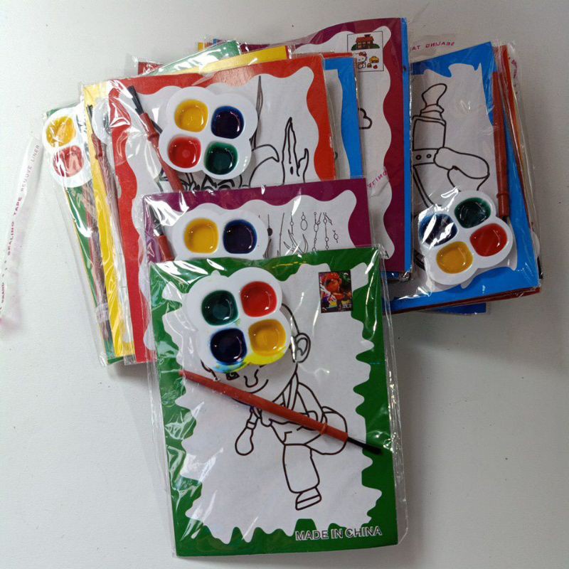 Mainan Anak Edukasi Mewarnai Kertas Cat Air Gambar Kartun Karakter / Watercolor Painting Paper