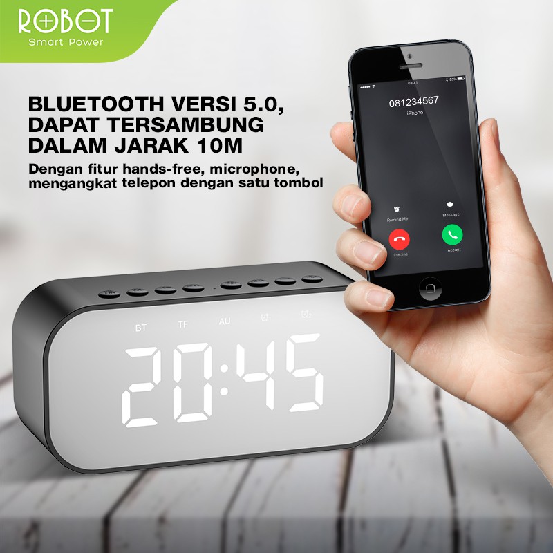 Speaker Bluetooth Robot RB550 Portable Wireless Bass Mini Stereo Original - LED Display Alarm ori