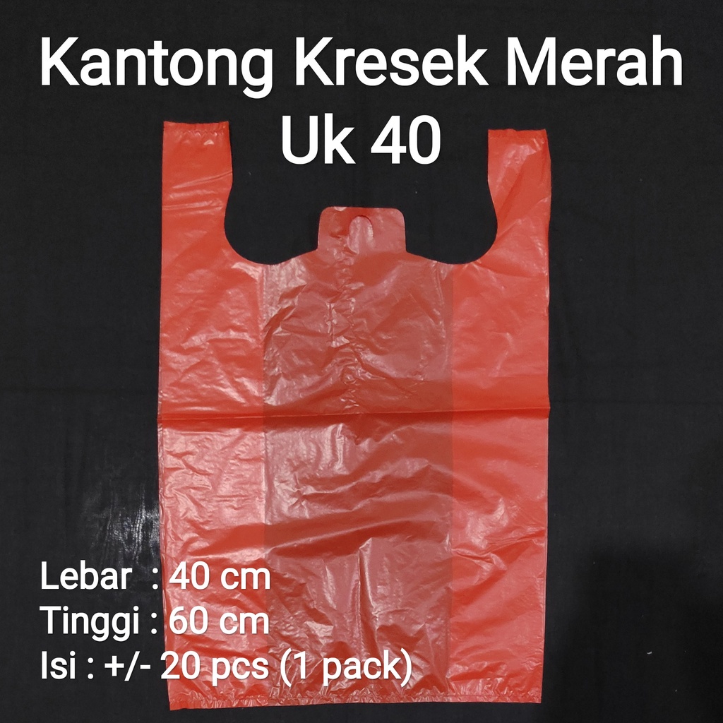 Khusus GOSEND/GRAB | Kantong Kresek Merah (semua Ukuran) Kantong Plastik Merah UK 17-24-28-35-40-50