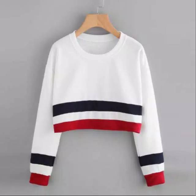 SWEATER CROP PRINT STRIP/ SWEATER LONG SLEEVE