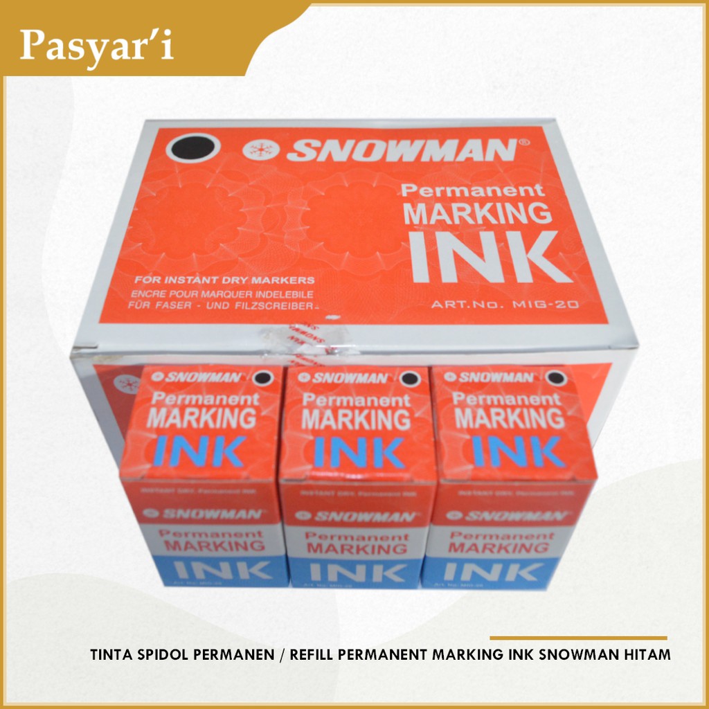 

Tinta Spidol Permanen / Refill Permanent Marking INK Snowman Hitam / MIG-20