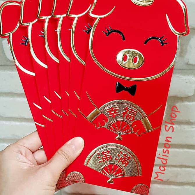 

14.84Ftgrdujh- Angpao Jumbo Babi Merah Isi 6 Ampao Premium Emboss Grosir Lusinan -Toko-Boneka.