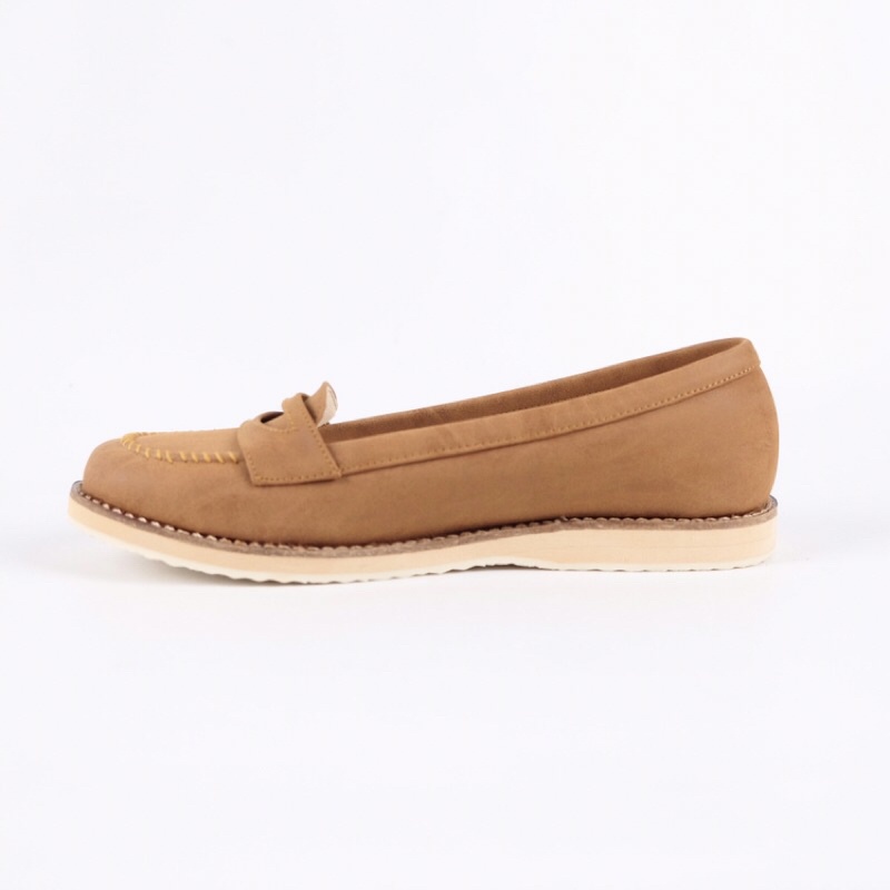 [SIAP KIRIM] BRShoes22 Tan Sepatu Kerja Casual Slip On Wanita