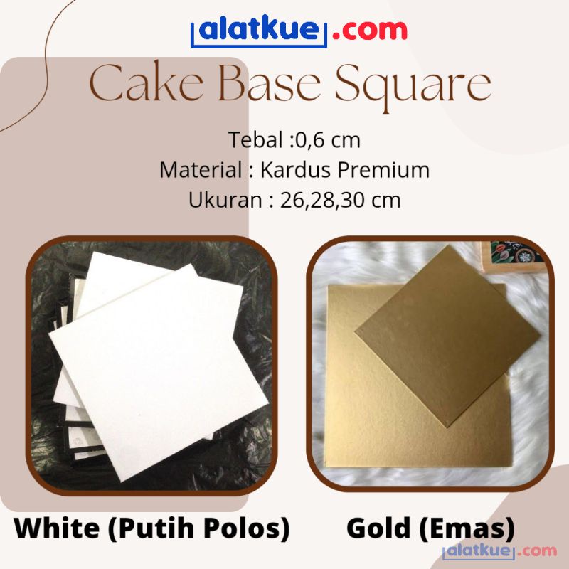 Jual Tatakan Kue Cake Alas Kue Cake Board Emas Gold Polos Putih