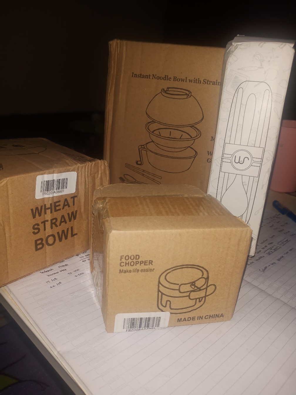 Mangkuk Mie Mangkok Makan Set Isi 2 Gratis Sendok Garpu Sumpit Tutup Wheat Straw Soup Bowl Cantik