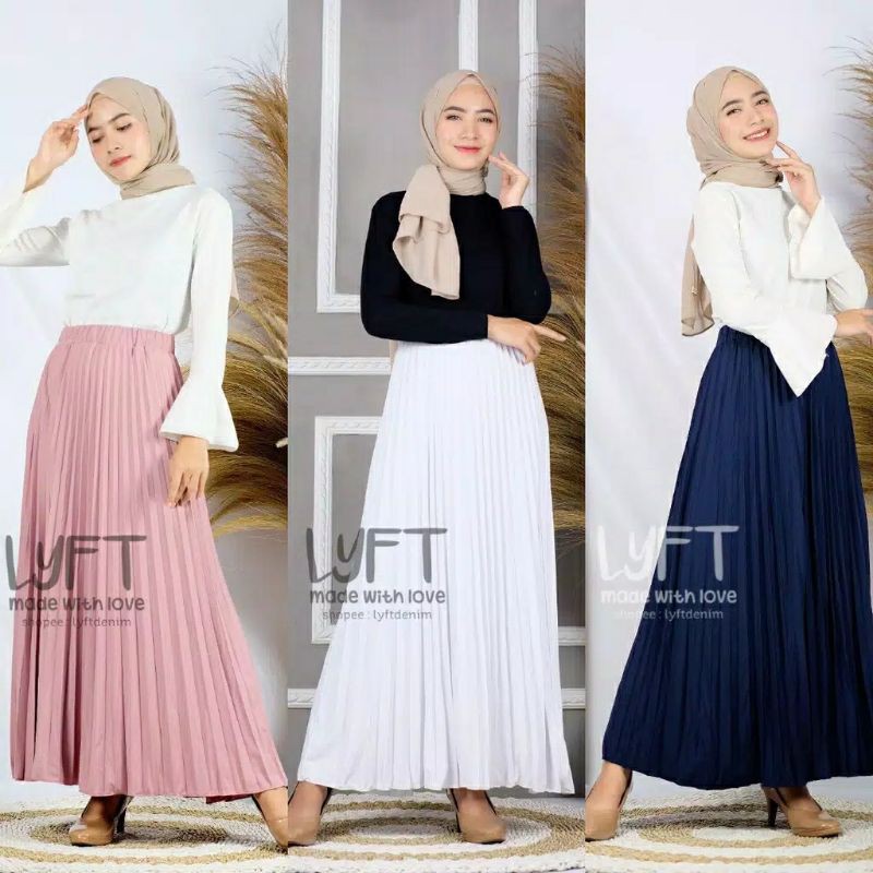Rok plisket premium/rok plisket/rok/rok premium/rok muslim wanita/rok plisket tali premium/rok plisk