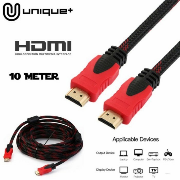 Jual KABEL HDMI 10M SERAT JARING HDMI TO HDMI1080P 10 M Laptop ke TV