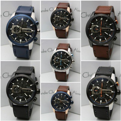 Jam tangan pria original Alexandre Christie AC6562/ ac 6562 leather strap