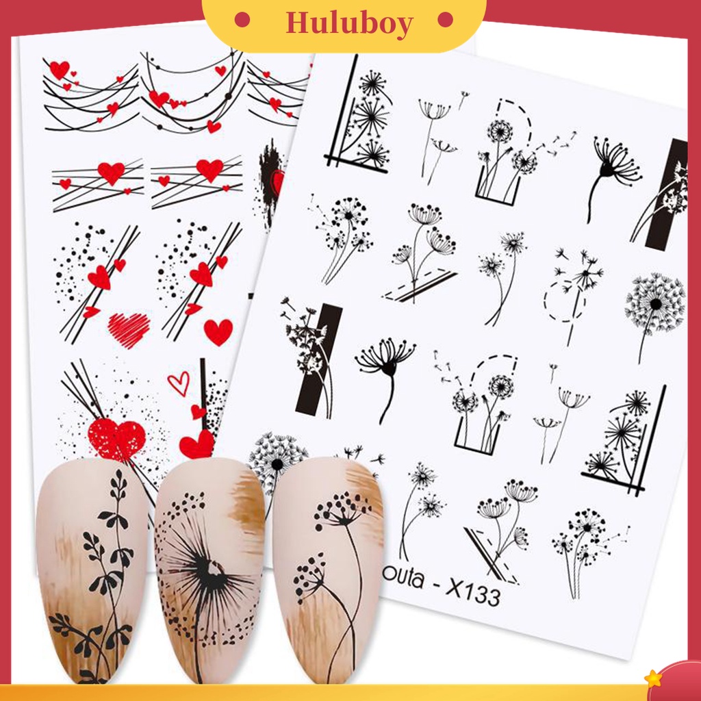 Huluboy Huluboy♡ Stiker Kuku 3D Motif Bunga Hati Untuk Manicure