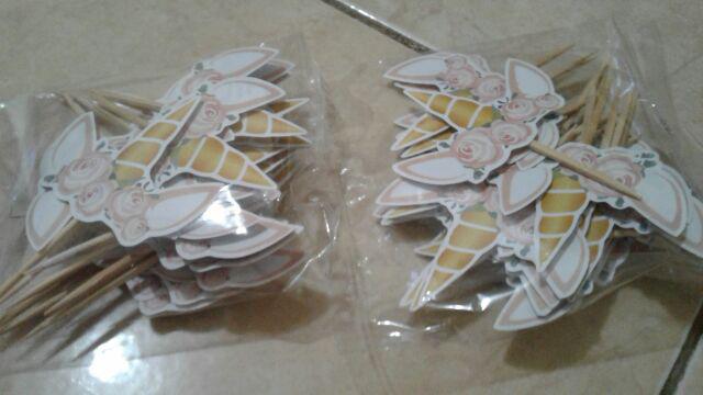 Topper Cupcake Birthday Unicorn Flower Custom -isi 20 Pcs