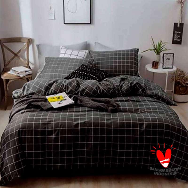 sprei aesthetic motif Seprei Korea sprei kotak hitam // 90x200 // 120x200 // 160x200 // 180x200 // tanpa bedcover