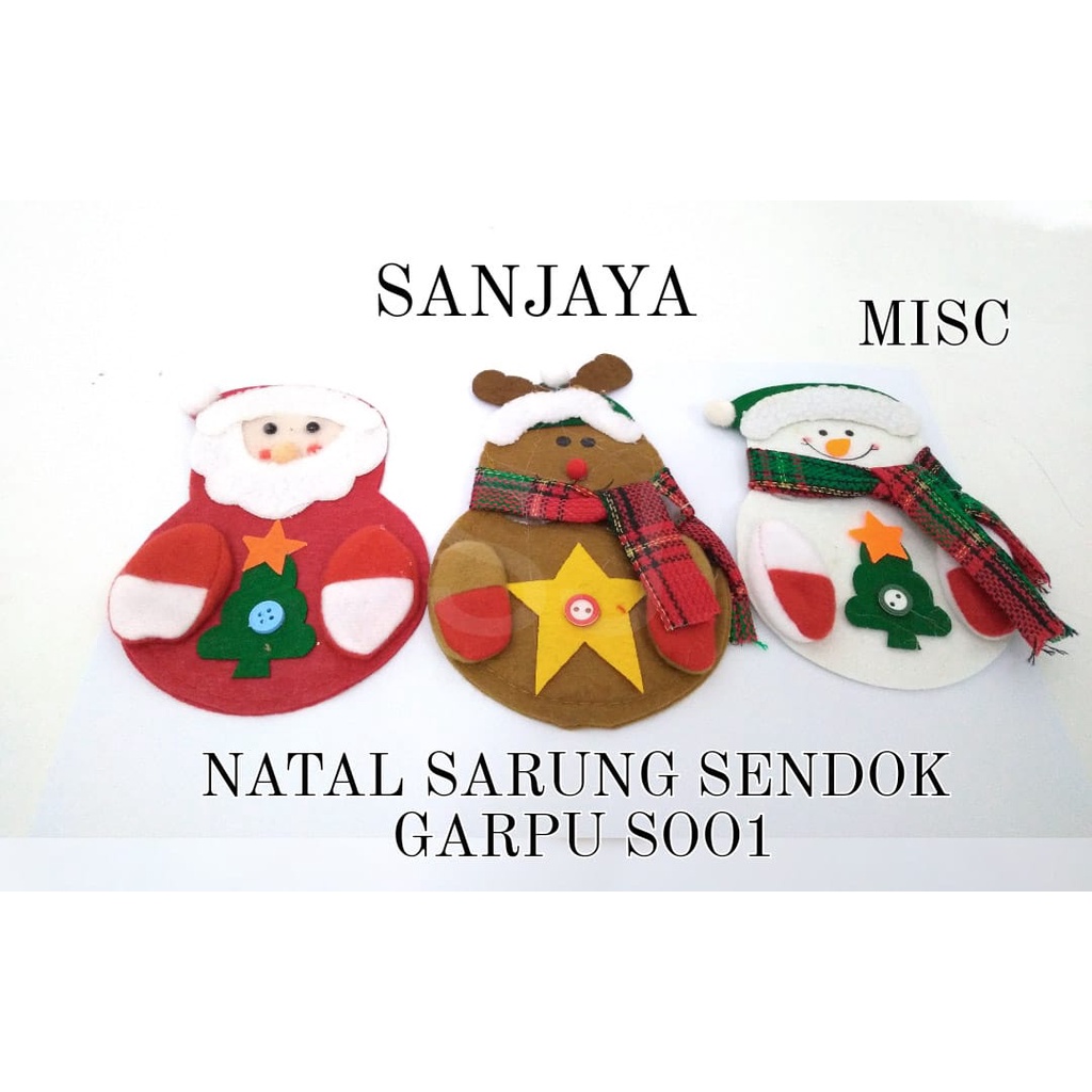 Sarung Tempat Sendok Garpu / Dekorasi Hiasan Natal Restoran / Natal Sarung Sendok Garpu S001 Misc