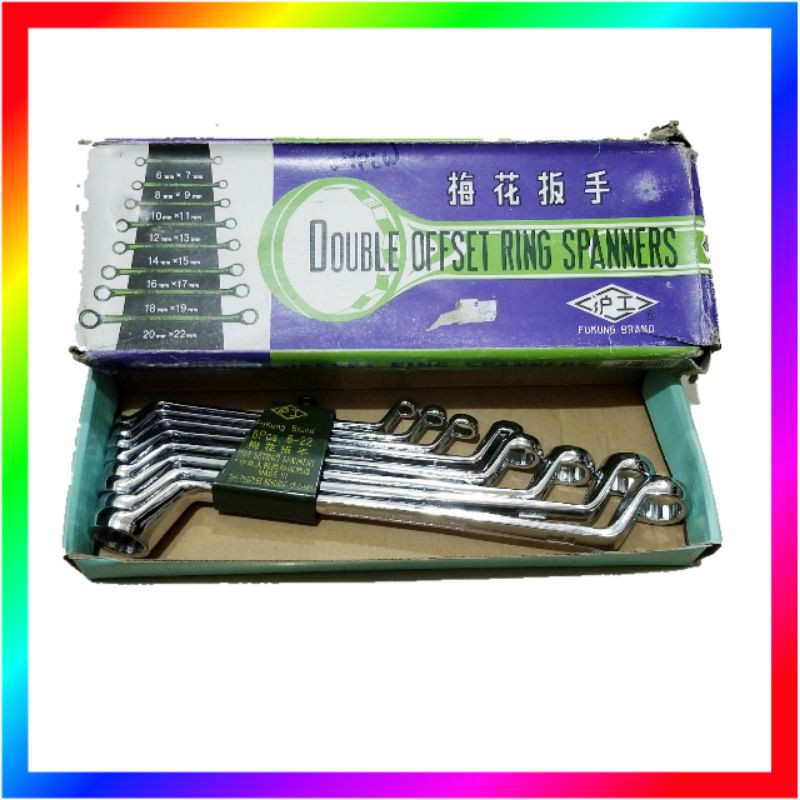 KUNCI RING FUKUNG 6 - 22 MM 8 PCS DOUBLE OFFSET RING SPANNERS