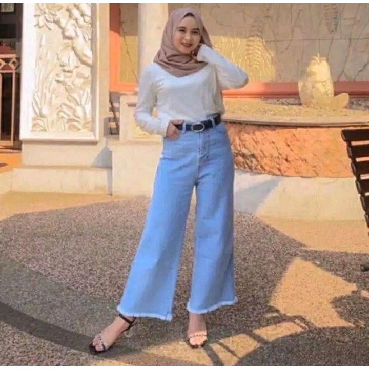 Kulot rawis Hight waist jeans/celana kulot jeans/kulot cewek jeans