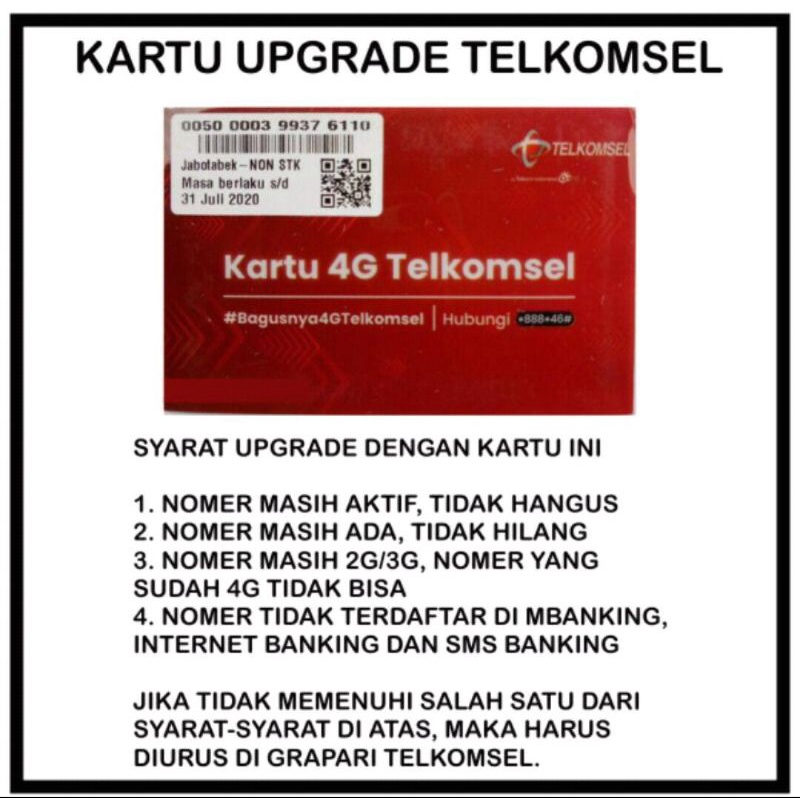Jual [OTA] KARTU UPGRADE TELKOMSEL 3G ke 4G (As, Loop, Simpati