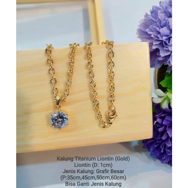 kalung titanium + liontin untuk wanita dewasa