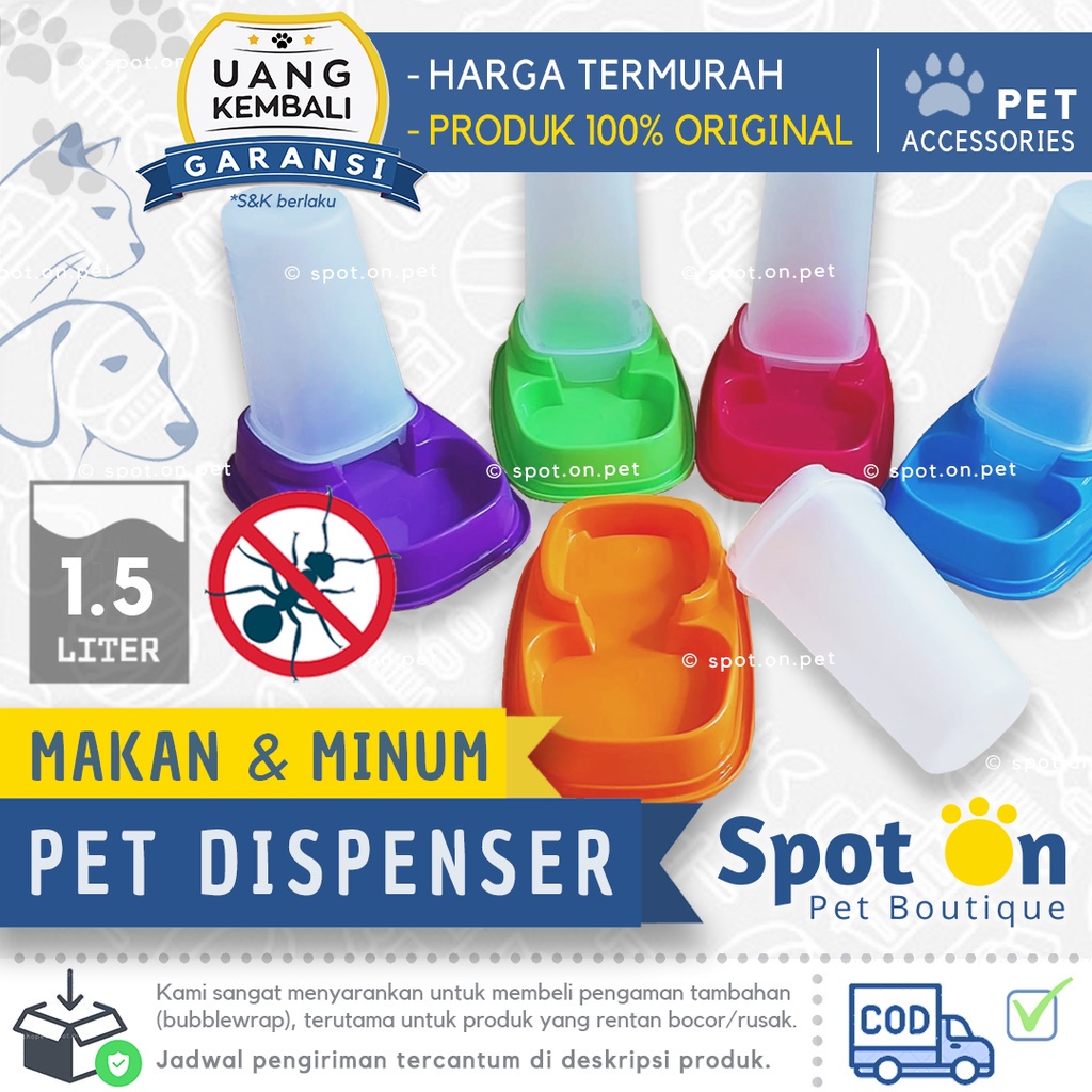 Pet Dispenser Makanan Minuman 1.5L Anti Semut | Tempat Makan Minum Hewan Kucing Anjing Kelinci Besar